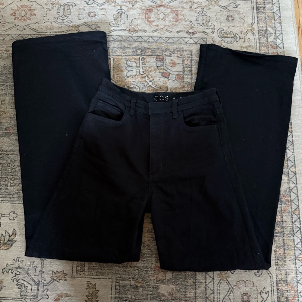 COS Black Flare Pants Women’s Size 25 Tailored Wide Leg High Waist Minimalist - Picture 10 of 16